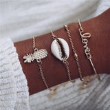 IF ME Bohemian Geometric Stone Bracelet Set for Women Vintage Rope Taseel Sequin Moon Map Elephant Heart Leaf Female Jewelry NEW