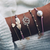 IF ME Bohemian Geometric Stone Bracelet Set for Women Vintage Rope Taseel Sequin Moon Map Elephant Heart Leaf Female Jewelry NEW