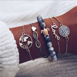 IF ME Bohemian Geometric Stone Bracelet Set for Women Vintage Rope Taseel Sequin Moon Map Elephant Heart Leaf Female Jewelry NEW