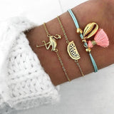 IF ME Bohemian Geometric Stone Bracelet Set for Women Vintage Rope Taseel Sequin Moon Map Elephant Heart Leaf Female Jewelry NEW