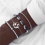 IF ME Bohemian Geometric Stone Bracelet Set for Women Vintage Rope Taseel Sequin Moon Map Elephant Heart Leaf Female Jewelry NEW