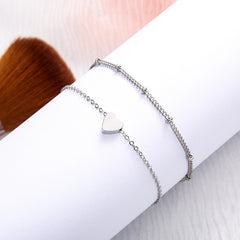 2pcs/set Minimalist Gold Silver Color Small Love Link Chain Bracelets For Women Friendship Love Charm Bracelets Bangles Jewelry