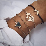 IF ME Bohemian Geometric Stone Bracelet Set for Women Vintage Rope Taseel Sequin Moon Map Elephant Heart Leaf Female Jewelry NEW