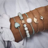 IF ME Bohemian Geometric Stone Bracelet Set for Women Vintage Rope Taseel Sequin Moon Map Elephant Heart Leaf Female Jewelry NEW