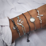 IF ME Bohemian Geometric Stone Bracelet Set for Women Vintage Rope Taseel Sequin Moon Map Elephant Heart Leaf Female Jewelry NEW