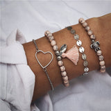 IF ME Bohemian Geometric Stone Bracelet Set for Women Vintage Rope Taseel Sequin Moon Map Elephant Heart Leaf Female Jewelry NEW